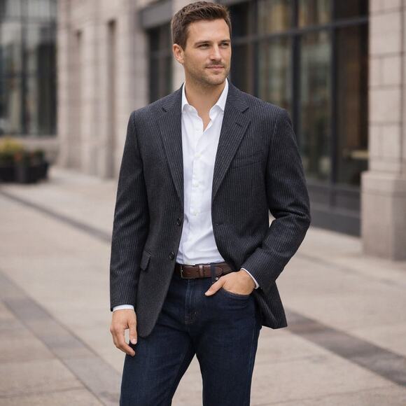 Polo by Ralph Lauren Other - POLO RALPH LAUREN charcoal w/gray stripe wool & cashmere blend sport coat 42L